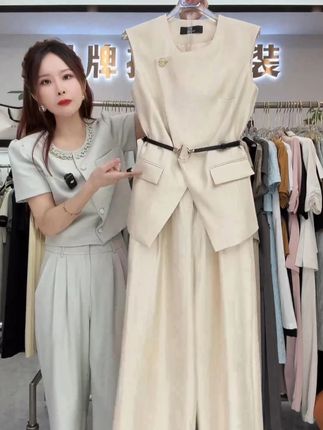 【纪朵研】0957夏季新款套装圆领无袖马甲+高腰阔腿裤气质显瘦#新款搭配每日更新中#爆款热卖中#新款上新#穿搭喜欢我关注我