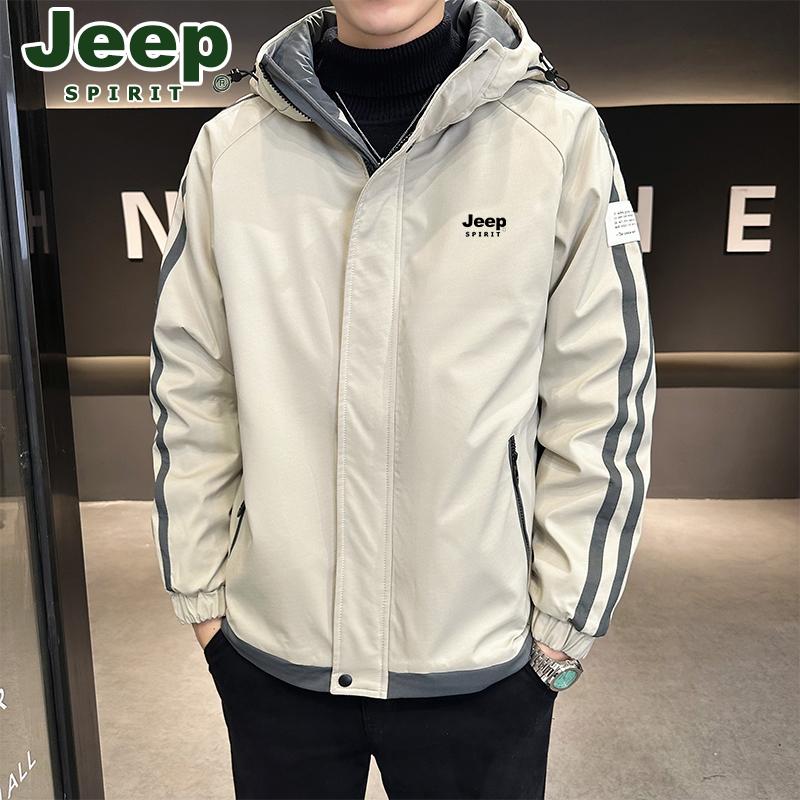 JEEP吉普外套男春秋季新款连帽休闲防风运动夹克工装百搭帅气春装