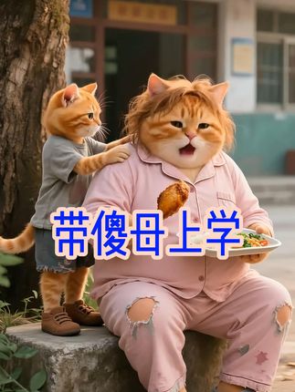 心酸的故事! 小橘从小父亲离世,母亲痴傻,坚强懂事的小橘只能带着痴傻的母亲上学!#萌宠出道计划 #AI #橘猫 #感动瞬间