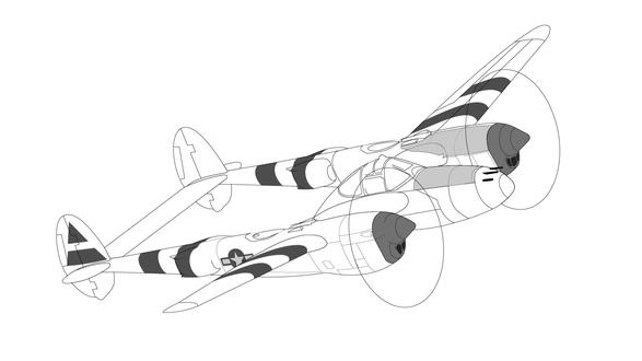 白描线稿p38闪电战斗机 #画飞机 #p38战斗机 #二战飞机 #军迷 #飞机迷 #飞机 #线稿 #白描