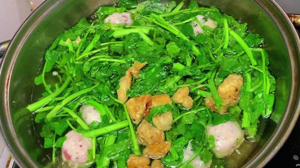 春天我家爱喝的西洋菜鱼丸汤,少盐少调料,营养美味,老少皆宜 #西洋菜汤 #鱼丸汤 #煲汤 @本地推小助手