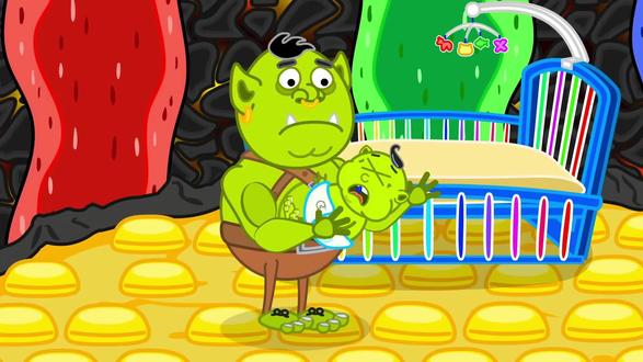 小牛动漫:爸爸哄小绿怪睡觉 不料他却没有困意 小狮子该如何帮忙 #动画 #动漫 #爆笑