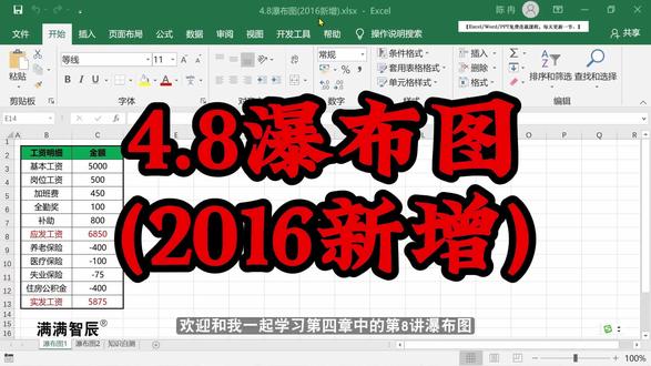 excel免费课程/excel视频教程/excel教程--4.8瀑布图(2016新增) #excel技巧
