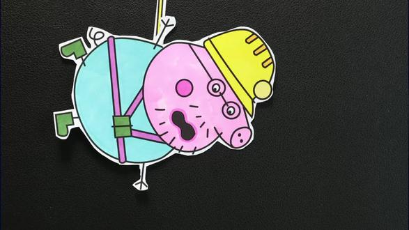 小猪佩奇爸爸坐索道 简笔画 小猪佩奇2019