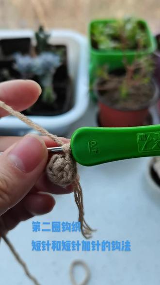 #毛线钩织教程
第二圈——短针和短针加针的钩法