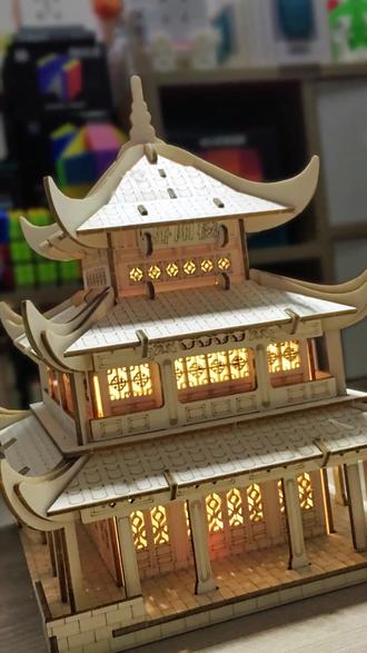 手工拼装岳阳楼积木模型,推荐给喜欢动手的大朋友 #积木 #益智玩具 #拼装模型