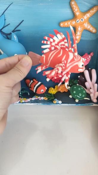 最护崽崽的狮子鱼#海底世界真奇妙 #粘土手工 #粘土教程 一起玩泥巴