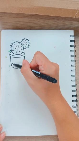 #简笔画 各种各样的仙人掌🌵简笔画,有没有被仙人掌的刺扎过呀