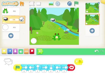 #童趣少儿编程
如何利用Scratch Jr软件设计一款青蛙吃虫🐸小游戏?一起来看看吧~