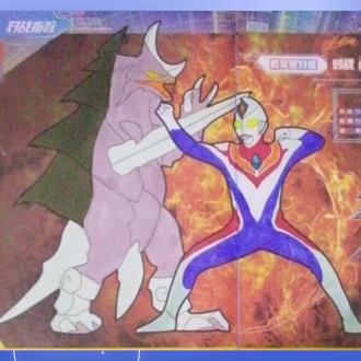 戴拿奥特曼对战奈奥盖加雷德!#奥特曼 #画画 #简笔画