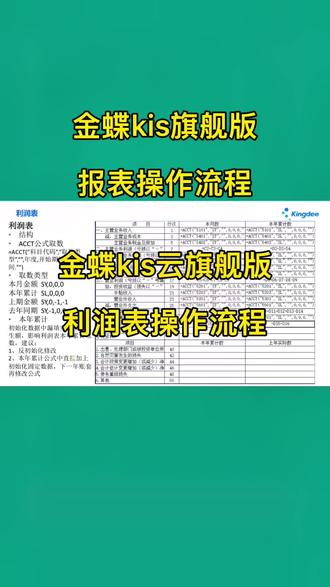 金蝶kis云旗舰版利润表操作流程#金蝶#精斗云 #利润表