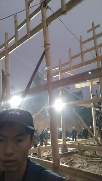 全人工立柱全过程。勺劳力