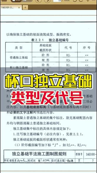 杯口独立基础类型及代号的认识#工程造价 #建筑识图 #建筑图纸识图 #建筑工程 #钢筋识图