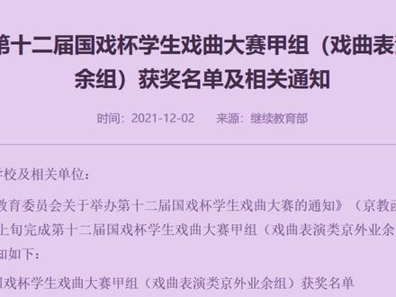 #爱唱京剧的小朋友 喜报来了
第十二届国戏杯金奖