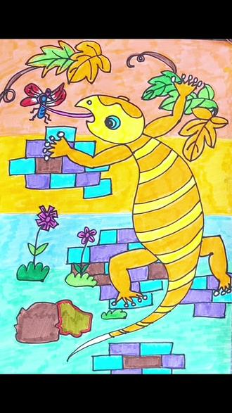 #赶海寻宝团 奇趣动物画法—6.壁虎的画法#一起学画画 #小孩子的快乐总是那么简单