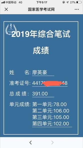 #2018执业医师考试 2019年9月25号执业医师考试成绩出炉,我顺利考过,有没有一起考过的同仁!#医学生