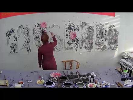 六尺四开山水绘画过程