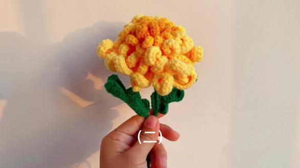 接上一个视频,菊花的花托和叶子部分钩织教程。#手工 #钩针编织 #教程 #创作灵感 #菊花