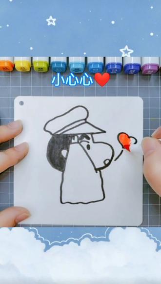 用“5”画小新敬礼,在家里一起画画吧❤❤❤#简笔画 #创意 #蜡笔小新