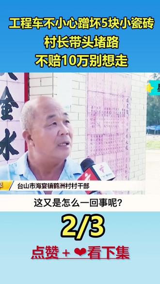 工程车不小心蹭坏5块小瓷砖,村长带头堵路:不赔10万别想走#社会百态 #纪实故事 #纠纷 #调解 #真实事件