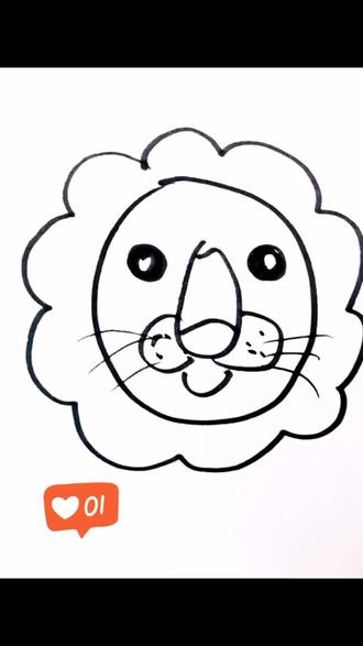儿童画侧坐的小狮子,简单好画#儿童简笔画 @抖音小助手