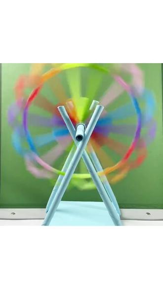 爱心吸管摩天轮来了 这个版本简单喔 姐妹们可以试试 #手工制作 #摩天轮 #教程