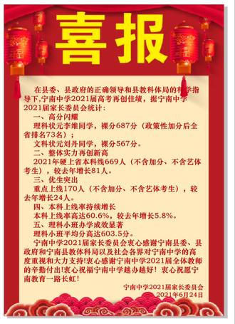 热烈祝贺宁南中学2021届高考再创新高!#宁南中学校园动态