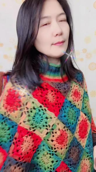 枫叶色套头斗蓬衫…#手工教程 勾针教程
