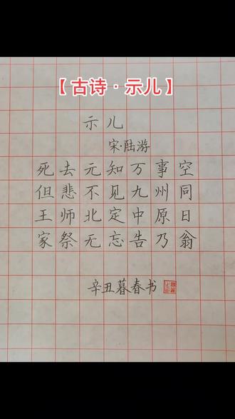 【古诗•示儿】#规范字书写 #每日一练 #练字打卡