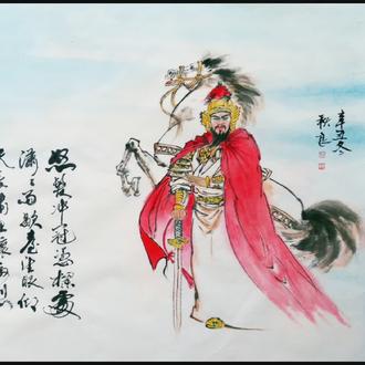 父子合璧书画《满江红》#书配画。