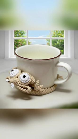 谁能拒绝软乎乎的钩织松鼠杯垫! #手工 #钩织 #冰川时代 #松鼠 #钩织教程