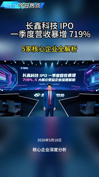 长鑫科技 IPO! 存储芯片超级周期来袭 国产存储芯片巨头冲击科创板上市,2026 年一季度营收暴增 719%,带动产业链企业起飞#长鑫存储 #存储芯片超级周期 #国产存储产业链 #半导体 #股市热点 #财经干货