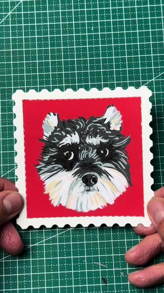 丙烯马克笔画雪纳瑞#丙烯马克笔 #绘画过程 #跟着抖音学画画 #画画其实很简单 #雪纳瑞日常