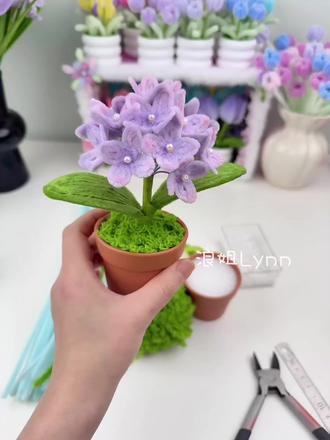 (´・ω・`)✨绣球花盆栽🌷教程来啦🫧#手工diy #手工花 #扭扭棒 #绣球花#真实生活记录