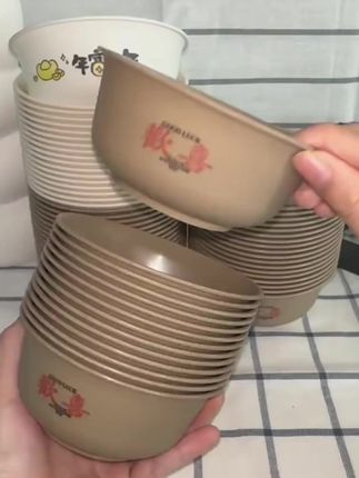 稻壳一次性碗耐高温稻壳碗加硬一次性餐碗可降解餐具汤碗酒席碗筷 #夏日户外装备 #稻壳碗 #一次性稻壳餐具 #聚餐 #身高差