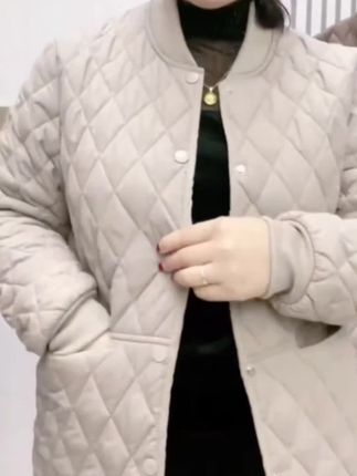 D螺纹菱格休闲宽松#棉服#棉衣#棉袄 #外套 #外套穿搭