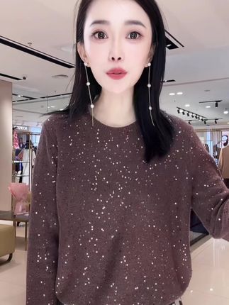 珠片纱套头衫,视频同款直播间见#时尚穿搭时尚穿搭时尚 #女装穿搭 #女装新款时尚潮流 #女装ootd穿搭