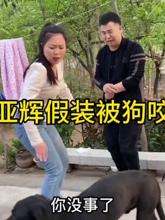 亚辉假装被狗咬,把洋洋吓上蹿下跳,!#夫妻日常搞笑 #搞笑视频