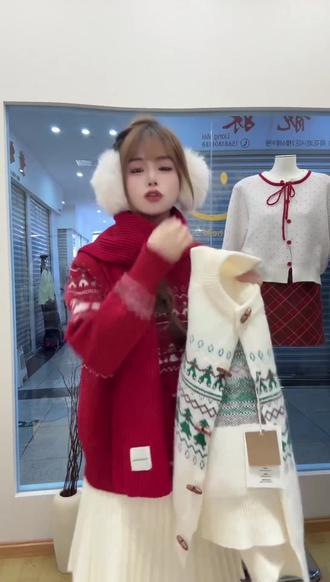 新年氛围感费尔岛毛衣开衫女秋冬软糯慵懒风牛角扣针织外套上衣女 #品质女装 #新年氛围 #感费尔岛毛衣开衫 #红色衣服 #通勤穿搭