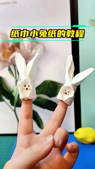 用纸巾制作一只可爱的小兔子 #diy手工 #创意手工