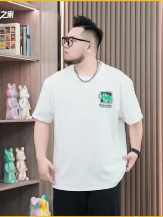 大码男装夏季印花T恤舒适夏季透气小众款百搭短袖#大码男装#短袖T恤#圆领T恤#舒适T恤#男士T恤