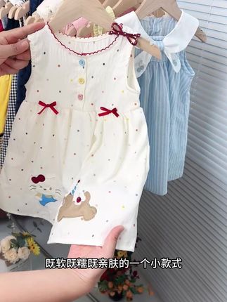 女童无袖连衣裙夏季婴儿童小女孩卡通波点单层小裙子宝宝夏装#高品质童装 #公主裙 #无袖连衣裙 #连衣裙 #女童连衣裙