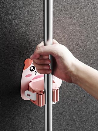 拖把夹免打孔卡通扫把架家用卫生间壁挂式强力粘贴无痕 #拖把夹 #免打孔收纳 #卫生间用品 #扫把架 #家用收纳