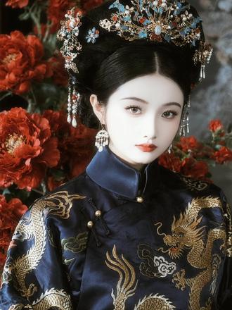 #AI牡丹凤袍照 #抖音ai创作