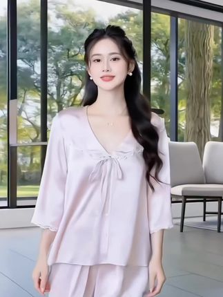 #蕾丝花边家居服套装面料柔软舒适透气#在家也要美美哒 #冰丝睡衣#公主风家居服#