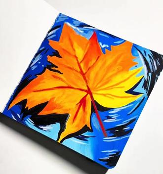 不用调色不用等干!丙烯马克笔速涂水中枫叶,手残党也能轻松拿捏秋日浪漫~#没点艺术细胞刷不到 #绘画教程 #跟着抖音学画画