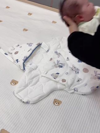 新生儿连腿防踢睡袋襁褓蝴蝶抱被三合一0-6个月秋冬厚夹棉450g#婴儿蝴蝶包被 #宝宝防惊跳睡袋 #