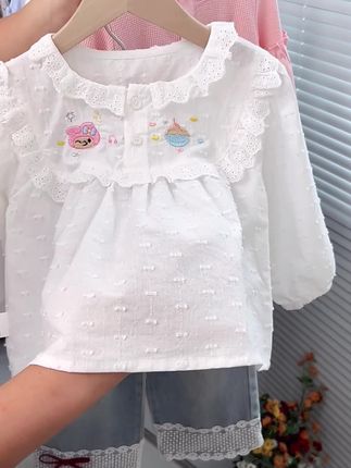 新款女童秋装百搭白色刺绣衬衫女宝宝韩版休闲款时尚洋气潮流童装#今日新款推荐 #高品质童装 #好物推荐🔥 #面料柔软舒适 #爆款热卖中
