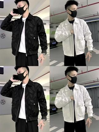 今年流行夹克男装修身韩版提花上衣2025新款爆款潮牌痞帅超火外套#夹克外套 #时尚搭配服装 #帅气穿搭