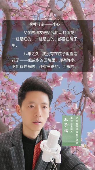 王子福诵读经典荷叶母亲,作者冰心,母爱如荷叶般温柔且强大 #朗诵经典 #朗诵经典100篇 #声音 #普通话 #朗诵经典名篇100篇